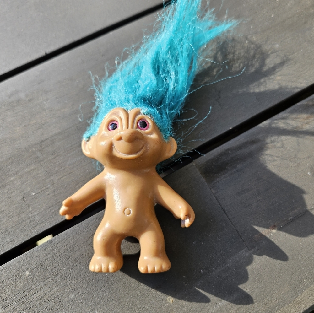 Blue Haired Mini Russ Trolls Doll Vintage Toy 80s Toy, Authentic Russ Troll Doll